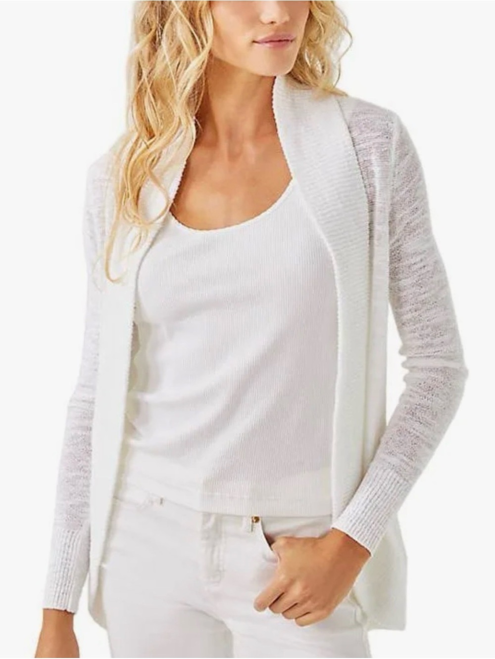 Lilly Pulitzer White Open-Front Lightweight Cardigan